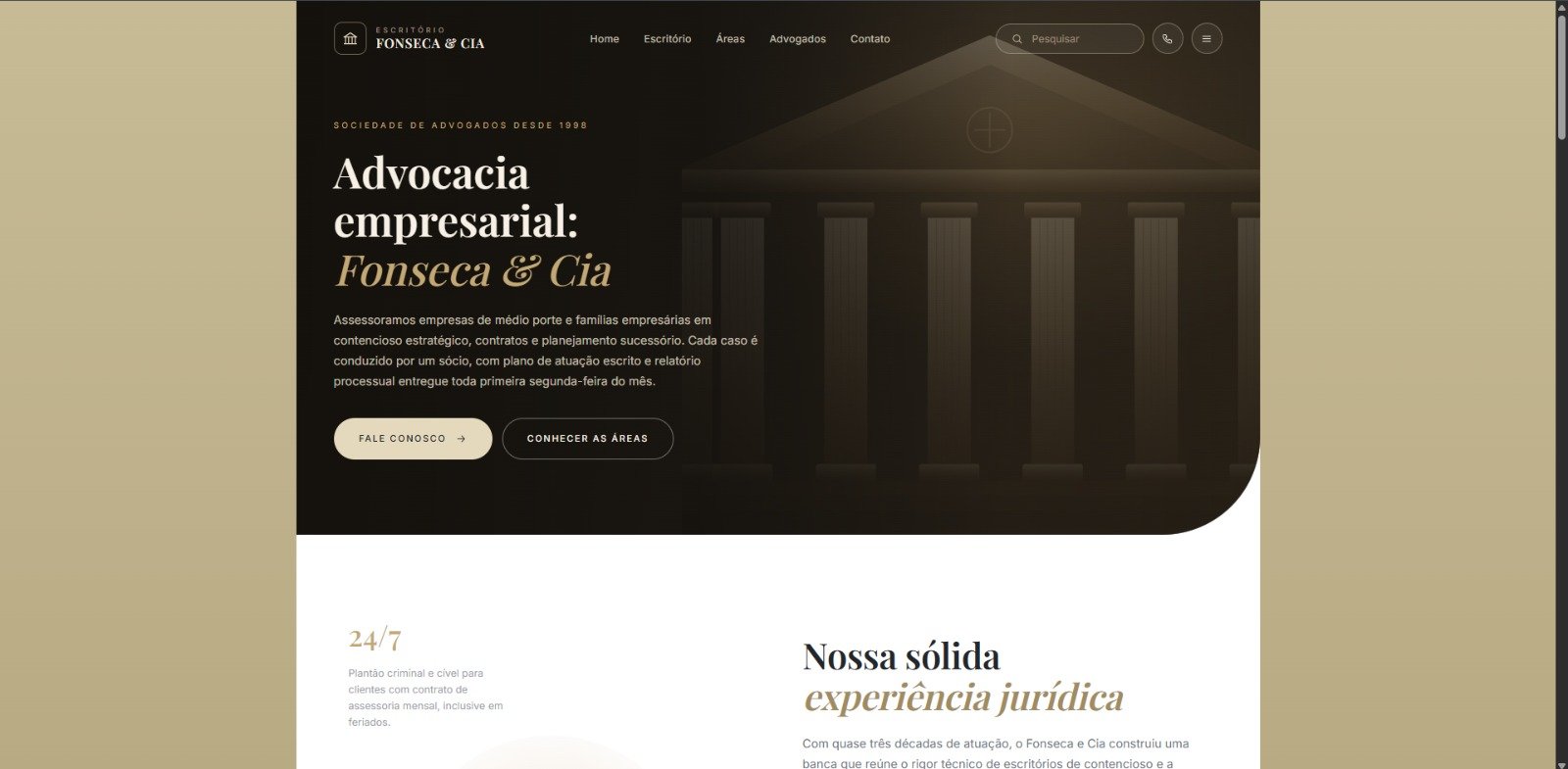 Página do Escritório Fonseca & Cia